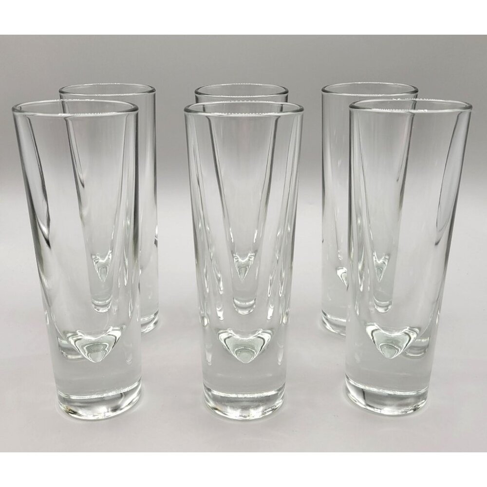 Carlo Moretti Italian Glasses Bullet Design Clear Highball Barware Set of Six